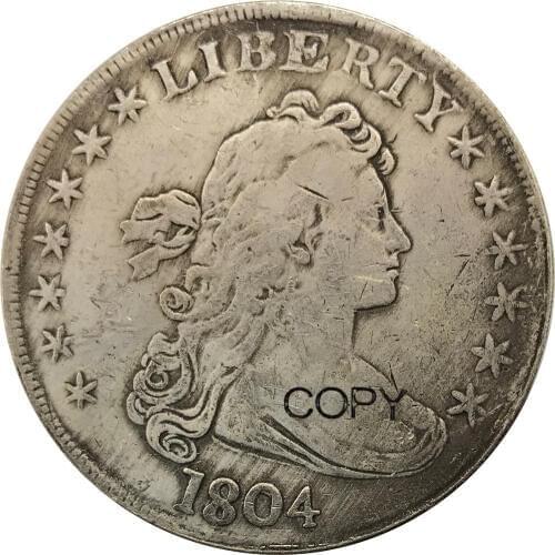 Untied States 1 Dollar Draped Bust Dollar Heraldic eagle 1804 Plated Silver Copy Coins