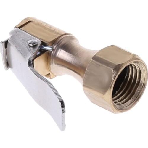 1PC Tyre Valve Connector Clip-on Car Auto Brass 8mm Tyre Wheel Air Chuck Inflator Pump Valve Clip Clamp Connector Adapter T21E