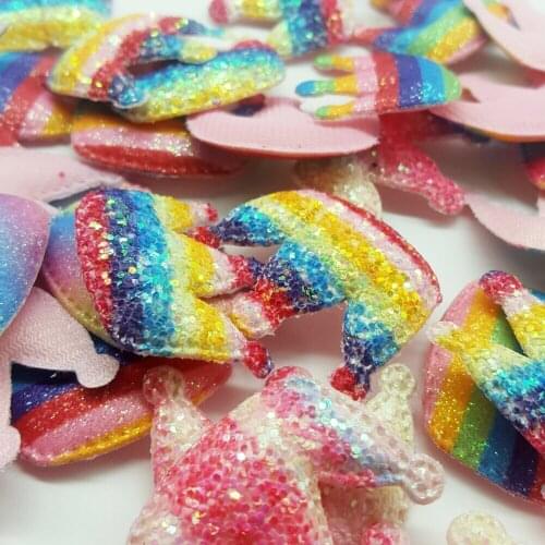 10pcs Colorful Glitter Crafts Patches Cartoon Crown Hair bow Accessories Patches for Clothing Craft Patch DIY Crafts Supplies