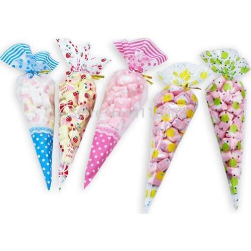 1000pcs Thick Triangular Candy Popcorn Bag Sweet Gift Bag Clear Party Favor Cookies For Biscuits Snack Baking Package
