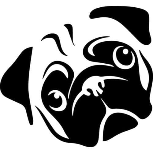 12.9*11.9cm Pug Face Decal Window Bumper Sticker Car Decor New Style Hot Cute And Interesting Fashion Car Sticker