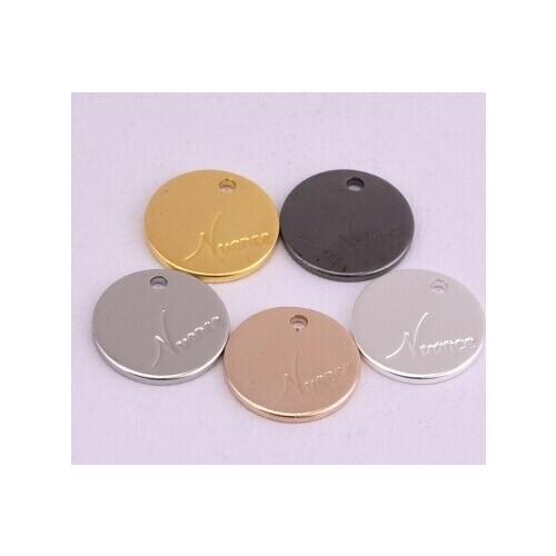 12mm single hole English lettering smooth disc DIY bracelet pendant necklace pendant accessories