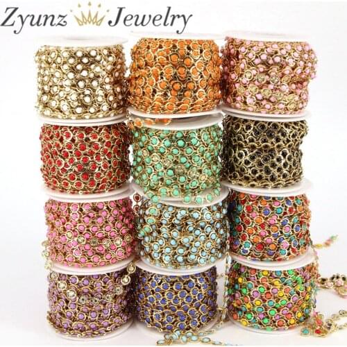 5 Meters, Enamel Blue/Black/White/Red/Pink Link Bead Link Chains for DIY Necklace Jewelry Making Findings