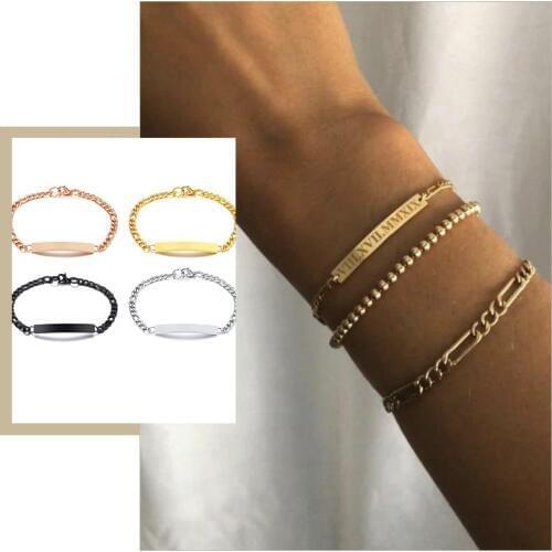 5mm Personalized Name Initial Bracelets for Women Chic Simple Stainless Steel Chain Bracelet Custom BFF Birthday Gift