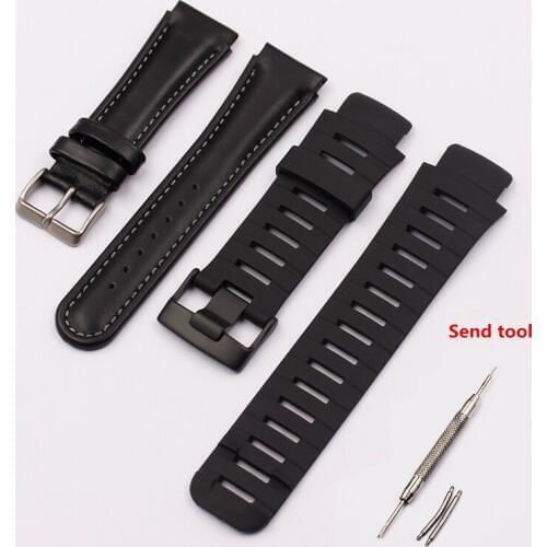 Watch Accessories Leather Strap For Suunto X-LANDER Spartan Warrior Pin Buckle Rubber Watch Strap