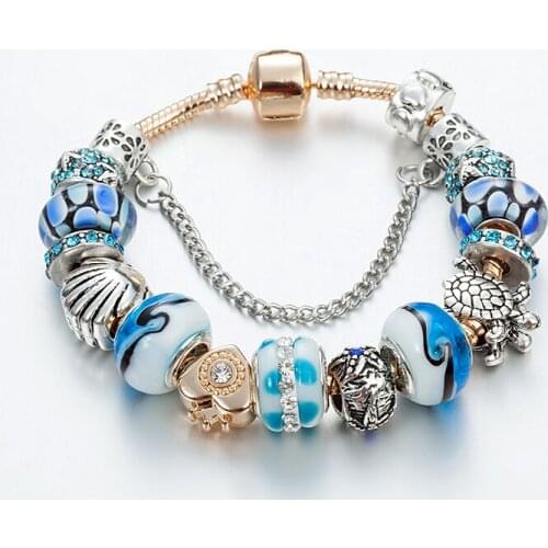 ANNAPAER Women Bracelet European Heart Sizes Charm Bracelet Bangles Wristlet DIY Sea Style Bead Bracelets For Women B16132