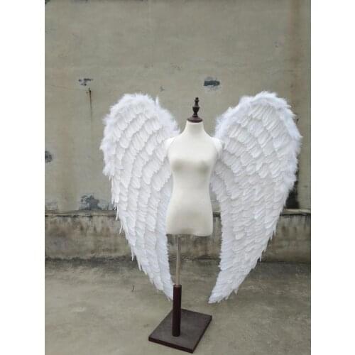 Pure Handmade Big White FeatherAngel Wings Automobile Exhibition Stage Displays Wedding Shooting Props 120*140CM