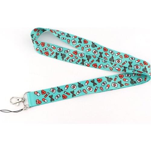 Medical Nurse Doctor Cartoon Keychain Lanyards Id Badge Holder ID Card Pass Gym Mobile Phone Badge Holder Key Strap webbings