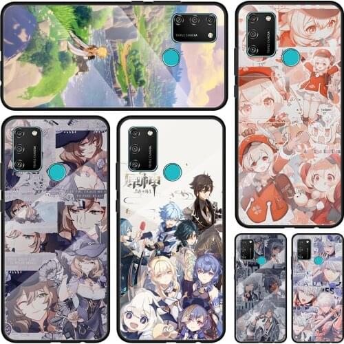 Funda Genshin Impacts Game Tempered Glass Cover For Honor 30 20 10 9X 8X Lite Pro Plus Silicone Phone Case Coque Shell