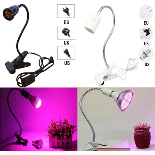 LED Lamp Holder With On/Off Switch, E27 Desk Clip Lamp Holder Single/Double Flexible Lamp Holder Clip Edison Screw Lamp Holder