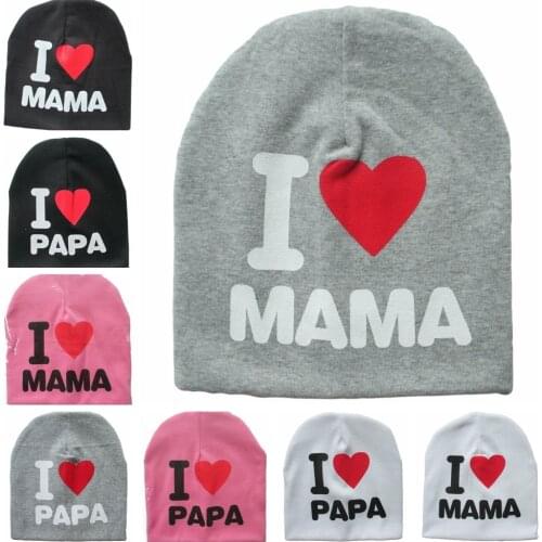 Baby Letter Hat I Love Mama Papa Cotton Cap Infant Toddler Children Kids Beanie Caps Newborn Photography Props Accessories