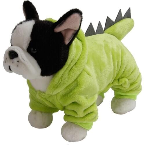 Dinosaur Dog Halloween Christmas Costume Pet Hoodie for Small Medium Dogs Green Dog Winter Warmer Coat Clothes Pet Supplies