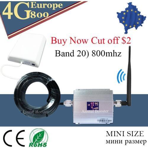 For Europe 4G LTE 800 Band 20 Signal Repeater 4G LTE Mobile Phone Cellular Signal Booster Amplifier