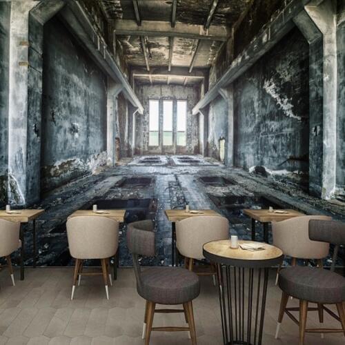 Photo wallpaper Modern personality nostalgic retro shop black white graffiti wallpaper Mural lobby wallpaper