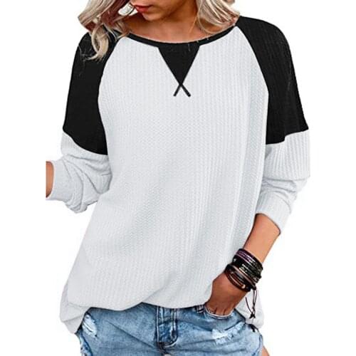 Patchwork Print Womens Tshirt Fashion Harajuku Long Sleeve Graphic Tees Women O Neck Casual Loose Basic Top Топ Женский 4