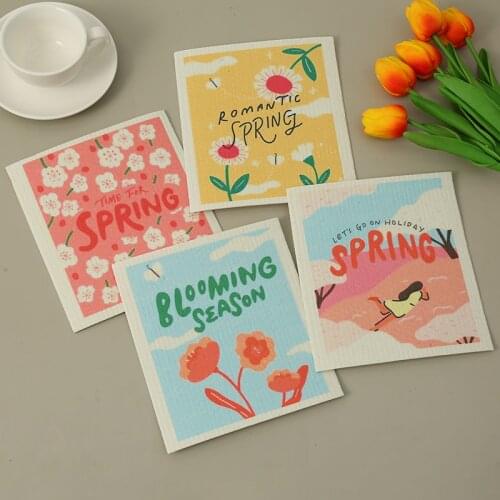 Cotton Kitchen UnPaper Towels Reusable Dish Washing Scouring Rag Table Cleaning Cloth Wipes Zero Waste Paperless Towels