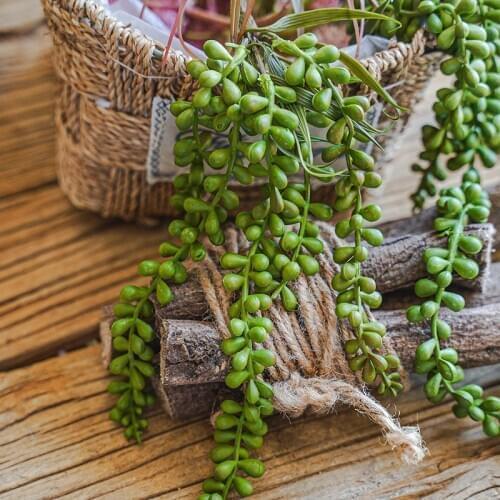 Simulation Lover Tears Buddha Feeling Glue Chlorophytum Bean Pearl Wall Hanging Green Vine Succulents Ornaments Artificial Plant