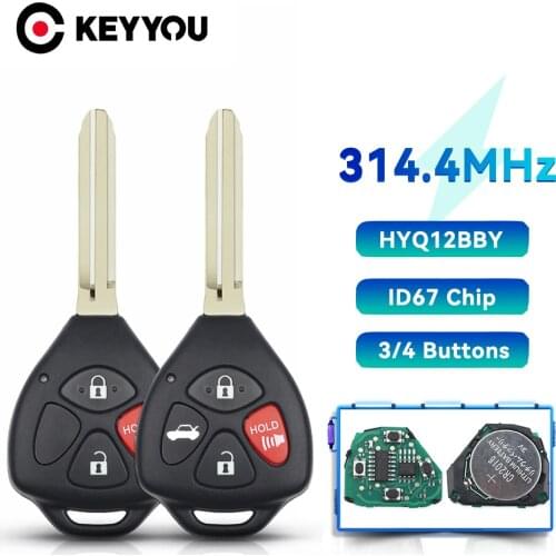 KEYYOU Car Remote Key For Toyota Camry Avalon Corolla Matrix RAV4 Yaris Venza tC/xA/xB/xC 3/4 Buttons 314.4 Mhz ID67 HyQ12BBY