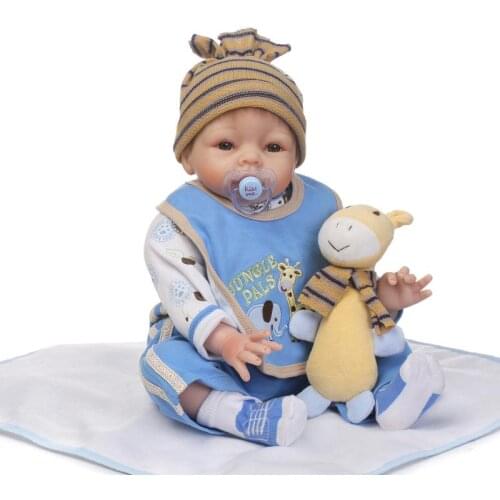 22"Lovely doll reborn babies for sale silicone reborn baby dolls blue giraffe boy kids birthday gift play house toddlers