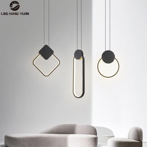 Black Modern Led Chandelier 110V 220V Bedside Light Ceiling Chandelier Lighting for Living room Bedroom Dining room Kitchen Lamp