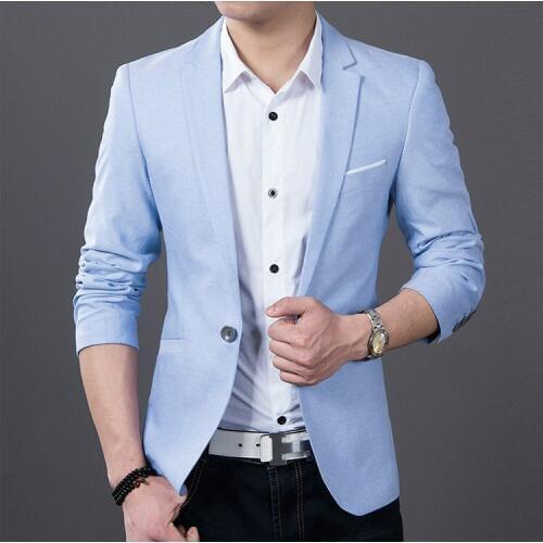 Business Suit Jacket Men Blazer Jackets Mens Fashion Jacket Solid Slim Fit Casual Blazer Male One Buttons Suit Jackets FS-138