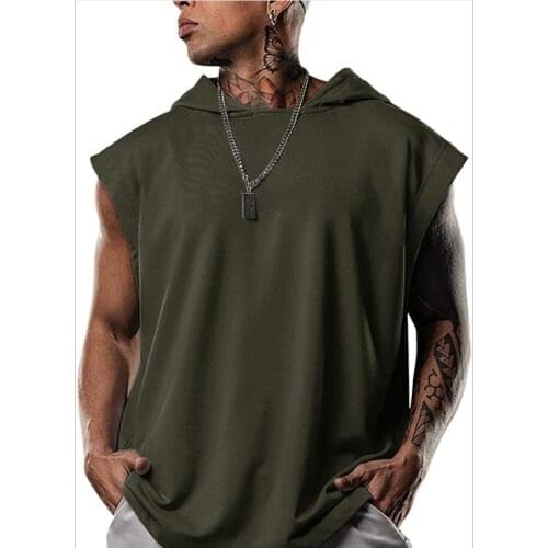 2021 New Mens Casual Hedging Sports Leisure European And American Trendy Sleeveless Hooded Vest Loose