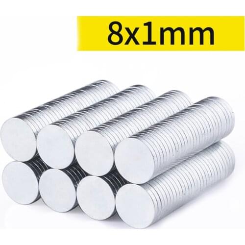 10/20/50/100pcs Neodymium Magnets 8mm x 1mm Round Rare Earth Ring Disk Strong Craft Magnets N35
