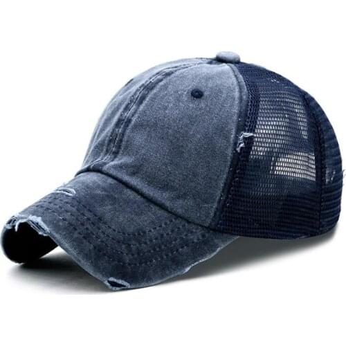 Sports Casual Sun Hats Summer Breathable Ponytail Baseball Cap Women Outdoor Adjustable Pure Color Messy Bun Snapback Mesh Hat