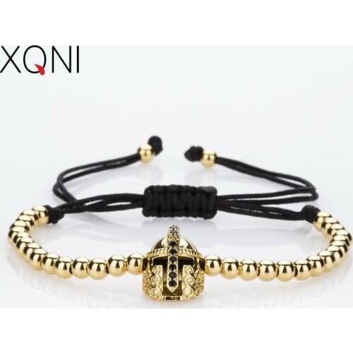 New Charm Fashion Mens Charm Bracelets Micro Pave CZ Balls 4mm Round Beads Popular Cross Braiding Macrame Bracelets Jewelry