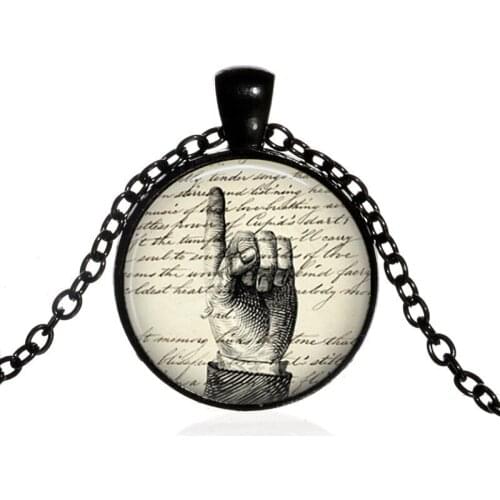 Necklace The First gesture Style Glass Pendant Trinket Hip Hop Gesture Pattern Cool Girl Handicraft Jewelry