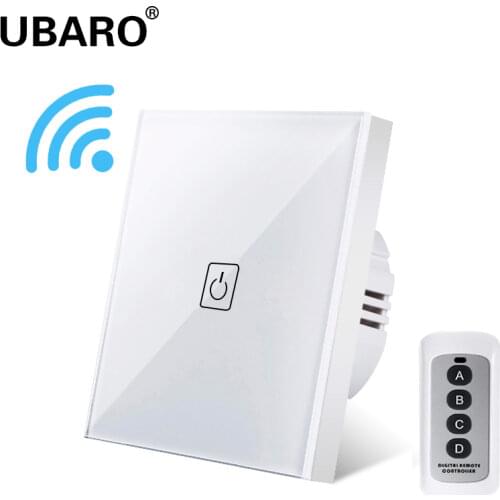 UBARO EU/UK Luxury Crystal Glass Remote Switches Panel Wireless Light Wall Touch Power Manette Interruptor Button Switch 220V