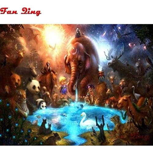 Full Round Drill DIY Diamond Painting Animal party 3D Diamond Embroidery Cartoon Animals Cross Stitch Patterns Mosaic Child Gift