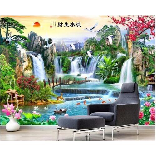 Custom photo 3d wallpaper Chinese landscape scenery living room home decoration painting 3d wall murals wallpaper for walls 3 d