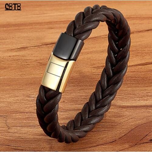 Simple Solid Color Leather Cuff Bracelet Stainless Steel Magnetic Buckle Bracelet Anti-fatigue Buddha Bracelet Jewelry Wholesale