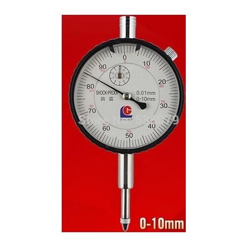 0-10mm shock proof jeweled dial gauge with back lug, Resolution: 0.01mm, "GuangLu" brand, good quality dial indicator