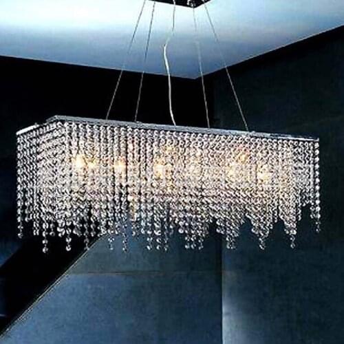 Rectangular Crystal Dining Pendant Light For Dining Light Living Room Bedroom Home Metal Crative LED bulbs