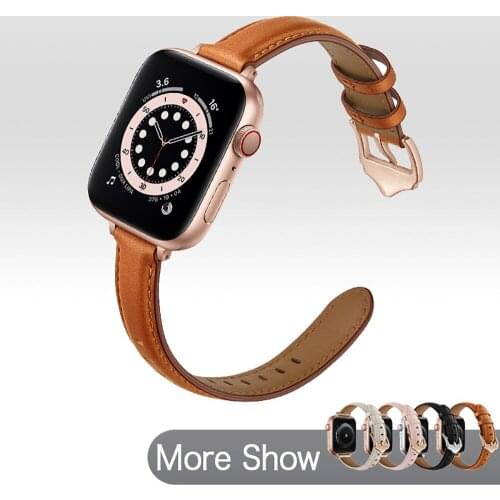 Women Watch Bracelet For Apple Watch 44/40mm 42/38mm Watchband Genuine Leather Thin Watch Strap for Apple Watch Series SE 6 5 4