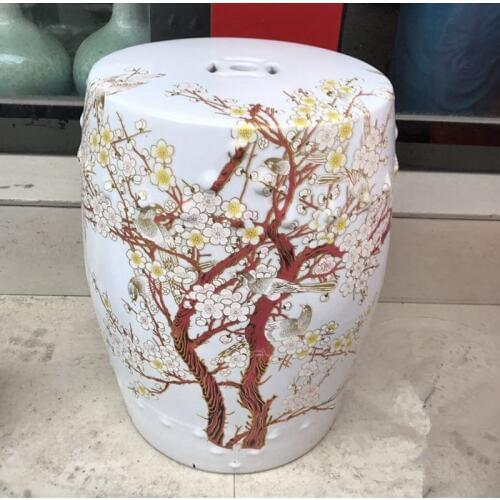 Plum blossom Garden porcelain stool Jingdezhen drum toilet shower stool bathroom stool for dressing table chinese ceramic stool