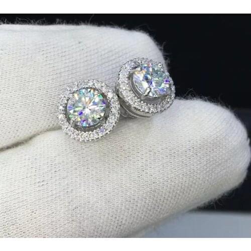 Passed Diamond Test Excellent Moissanite Diamond S925 Sterling Silver D Color VVS1 Cute Diamond Stud Earring Fine Luxury Jewelry