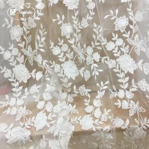 Sequined Mesh Embroidery Lace Fabric Handmade DIY Wedding Dress Wedding Flower Lace Accessories RS3677