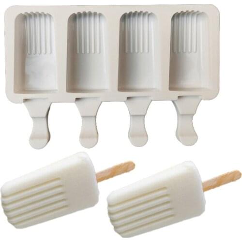 T21D 4-Cavities Ice Cream Making Mold Maker Silicone Mould DIY Baking Cake Mold