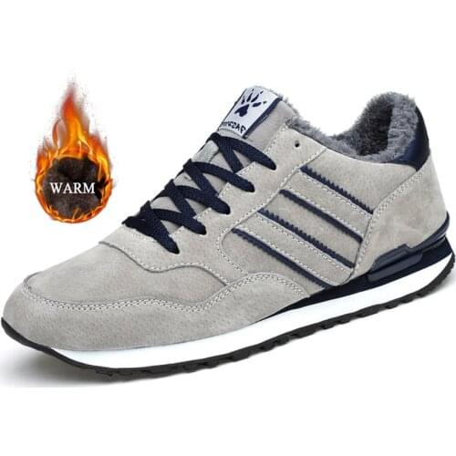 Warm Fur Casual Shoes Male Breathable Sneakers Men Casual Shoes Mens Winter Sneakers Male Lace Up Flat Shoe Leather Fit Shoes