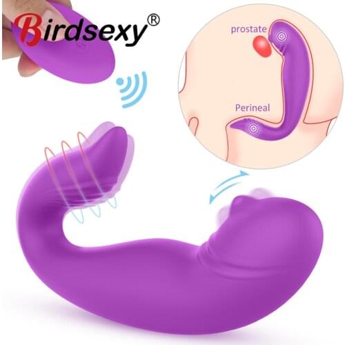 360° Rotating Beads Male Prostate Massager Remote Control Anal Vibrator for Men Anal Butt Plug Wearable Clit Vibrator for Women