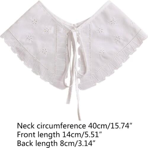 Women Lace-Up Bowknot False Fake Collar Hollow Out Jacquard Petal Big Shawl Wrap Decorative Necklace Cotton Short Poncho Capele