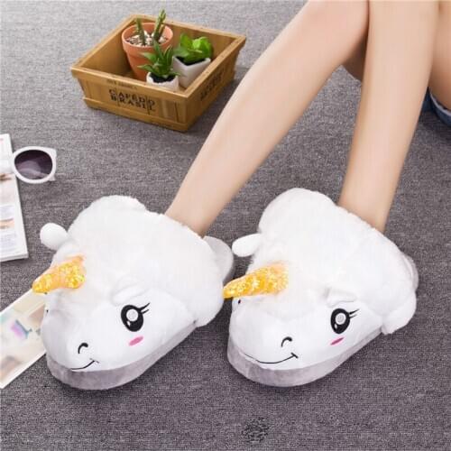 Winter Ladies Cartoon Animal Cotton Shoes Indoor Plush Home Slides Womens/Men Cute Warm Floor Slippers Couple Bread Fat Sneaker