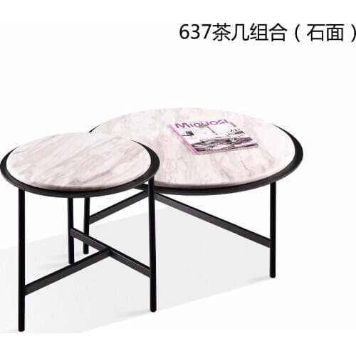 0621CJ637 Modern round metal frame Marble surface living room furniture coffee tea table round combination round table