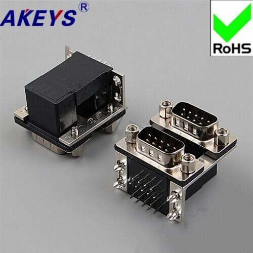 1PC COM end 90 degrees VGA display head welding plate type DB head double layer 9 pairs of 9 male spacing 19.05 2 rows of 9P