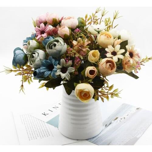 10 bundles Artificial flowers Bouquet Home decoration accessories Wedding Diy Christmas Vases for decoration Flower arrangement