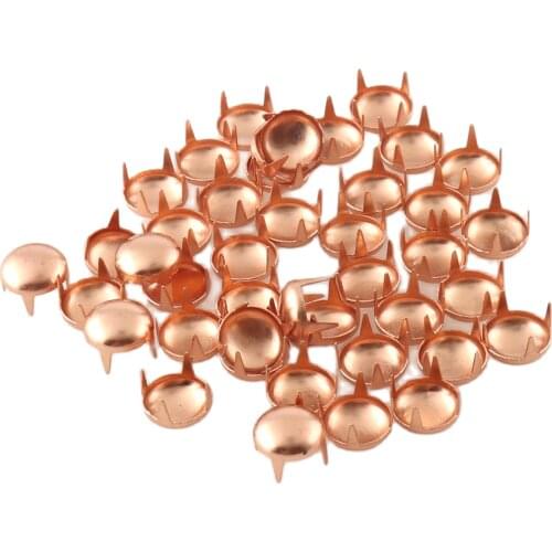 100pcs Rose Gold Round Steampunk Prongs Studs Rivet Buttons 8mm With 4 Claws Nailheads Shoes Cloth Punk Accessories