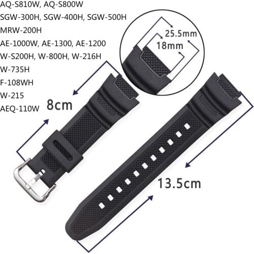 18mm Colorful PU Watch Strap for Casio AQ-S810W/S800W SGW-300H/400H AE-1000W W-S200H AEQ-110W Wrist Band Bracelet Watchband